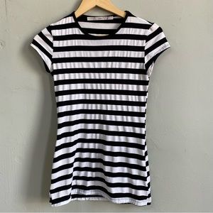 Gibson black and white striped cap-sleeved t-shirt